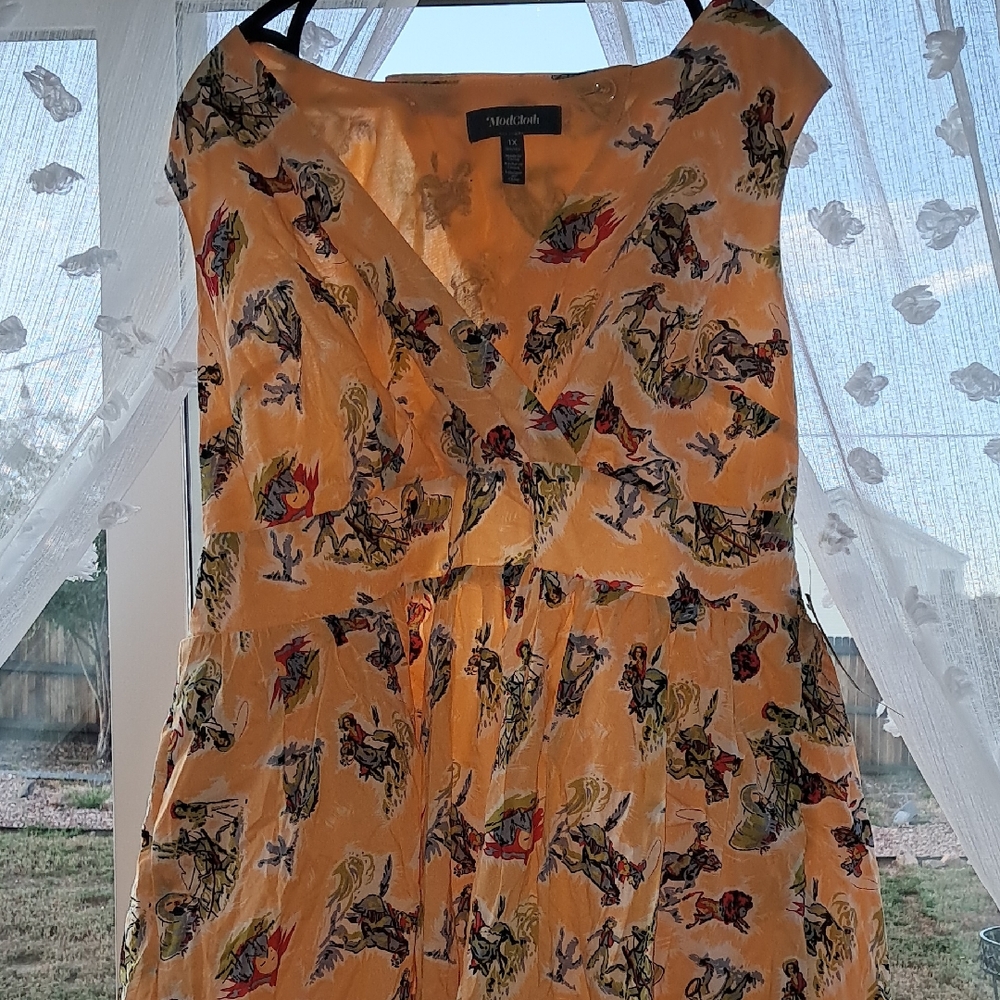Modcloth Orange Dress with Rodeo Accents